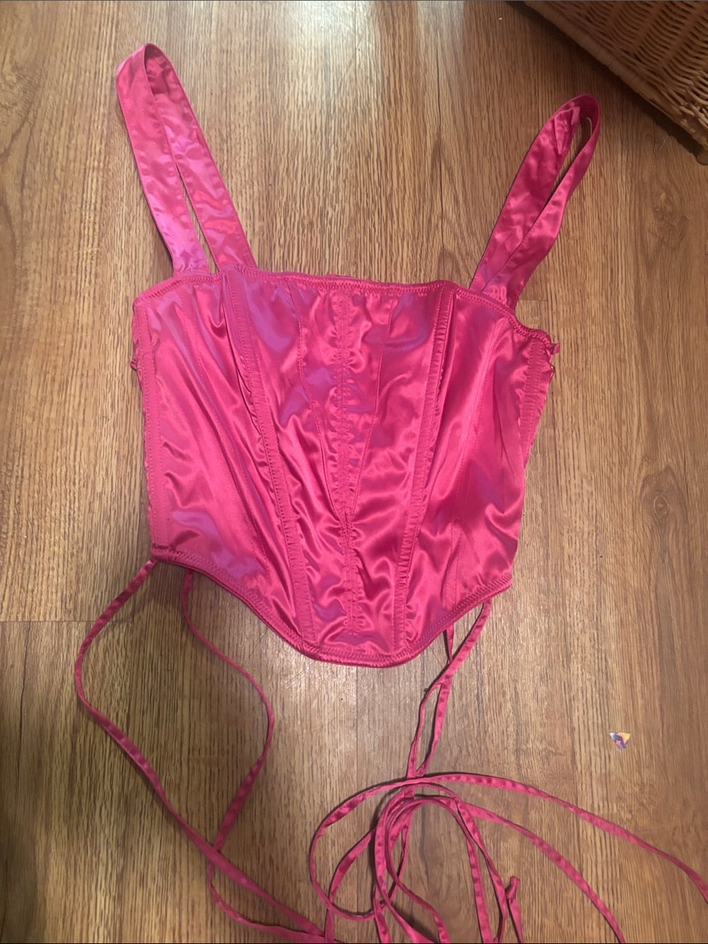 Urban Outfitters Hot Pink Satin Corset Bandeau Top